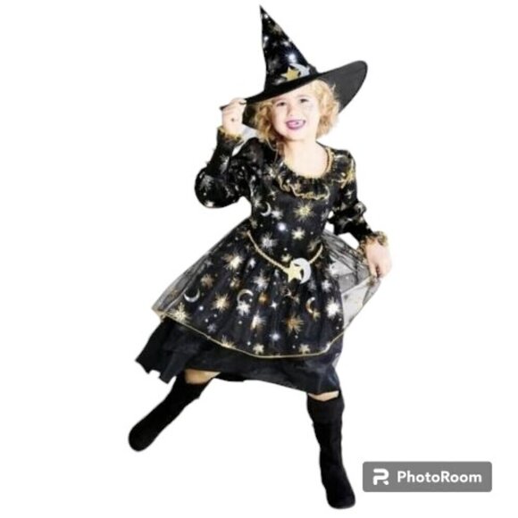 Hyde & Eek Kids' Light Up Moon & Star Witch Dress Costume Size Medium NEW - Picture 1 of 6